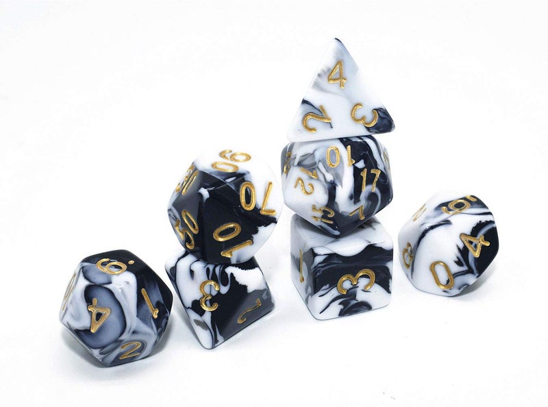 HD DND Dice Set Black & White Marble RPG Polyhedral Dice Fit Dungeons and Dragons(D&D) Pathfinder MTG Tabletop Role Playing Game 7-Die Dice Set - Image 3